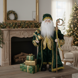 Handmade Christmas Decor Santa Clause Figurine with Sack Premium Gift Artisan Xmas Character for Fireplace Shelf Display - Product Image 1