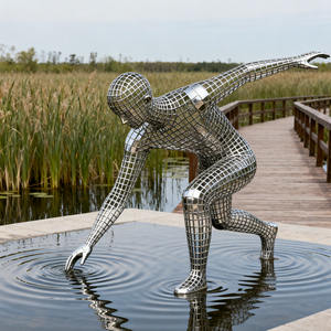 حوّل المساحات الخارجية بجاذبية فنية: تمثال ثلاثي الأبعاد من الفولاذ المقاوم للصدأ المصقول للتركيبات المميزة - Product Image 4