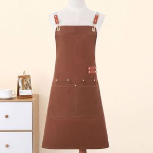 Wholesale Custom Logo Canvas Sleeveless Apron for Home Kitchen Cooking Nail Art <b>Coffee</b> Milk Tea Personalized Logo <b>Printing</b> Apron - Product Image 1