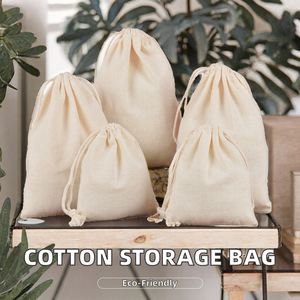 100% Cotton Drawstring Pocket Storage <b>Bag</b> Customizable Logo Natural Breathable Grain Rings Print Recyclable Jewelry Tea Storage - Product Image 3