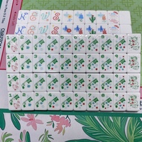 Jeu de Mahjong Américain Thème Cowboy Western Adorable, Tuiles en Acrylique Triple Couche Rouge Bleu Blanc avec Motifs Cactus et Fer à Cheval