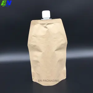 Ecofriendly Reusable Kraft Paper Baby Food Packaging Squeeze Pouch Liquid Spout Pouch Bags For Complementary Food