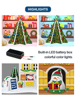 Puzzle de maison de Noël en papier 3D Paper Jazz Mini, jouet éducatif DIY écologique avec fonctions lumineuses et musicales