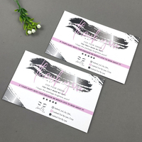 Cartes d'insertion de marque pour guide d'avis de salon de cils, en papier blanc mat imprimé double face, qualité supérieure, vente en gros