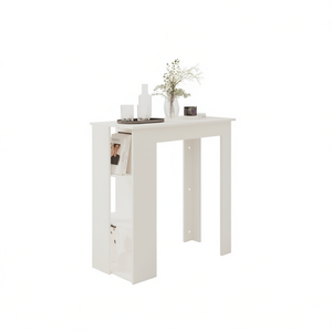 White Engineered Wood Bar <b>Table</b> 40.2x19.7x40.7 Inches With Shelf Modern Minimalist Design Home Bar Furniture - Product Image 1