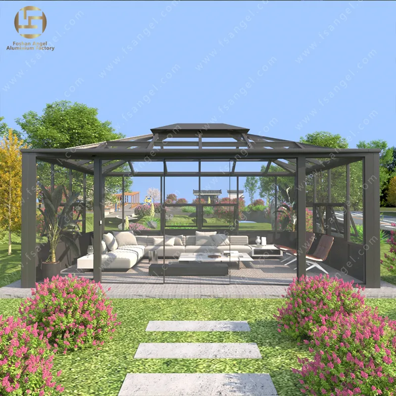 Vendita calda Solarium giardini d'inverno casa di sole per il vetro conservatorio prezzi Free Standing Sunroom per 4 stagioni