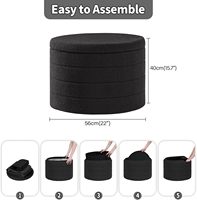 PINPLUS Grand pouf de rangement en tissu bouclé rembourré, table basse convertible, repose-pieds pliant, tabouret de salon