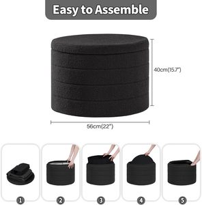 PINPLUS Large Ottoman Storage Boucle Fabric Upholstered Padded Convertible Coffee Table Folding Footstool Home Stool Living Room - Product Image 3