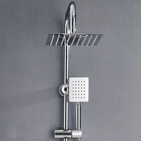 Robinetterie murale en acier inoxydable pour salle de bain, eau froide uniquement, avec ensemble de douche pluie, jet de massage, fonction pause douce et cartouche céramique