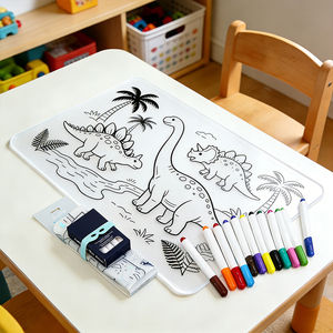 Tapis de dessin pour bébé en silicone réutilisable imprimé sur mesure, tapis de peinture pour enfants en silicone, tapis de dessin pour bébé - Product Image 1