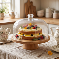 Support à gâteau en acrylique transparent, plateau de présentation de gâteau haut en bois, fabrication chinoise