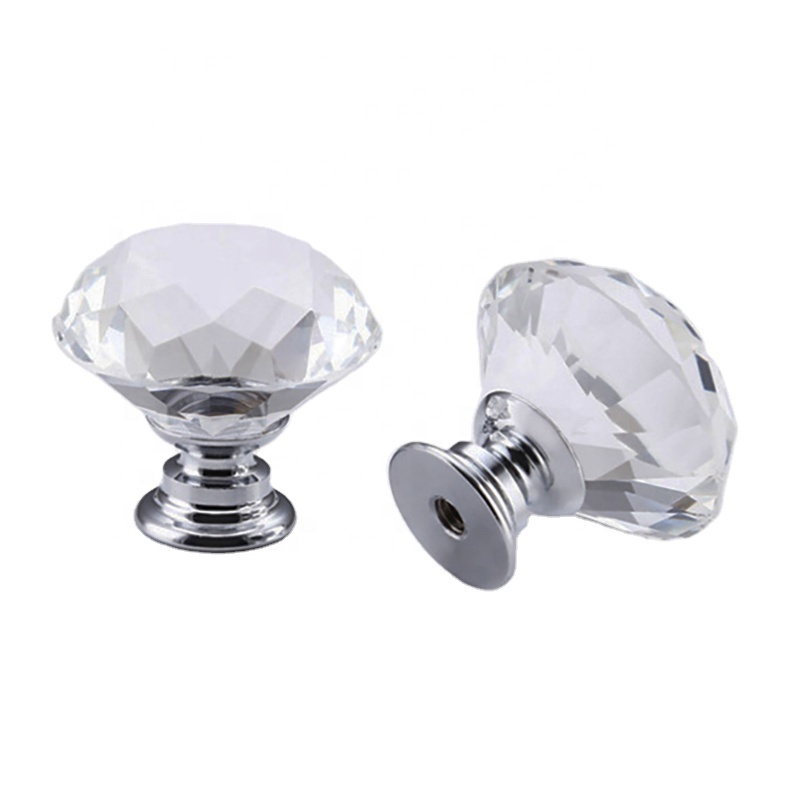 Poignée décorative en verre cristal en forme de diamant clair, 10 pièces, 30mm, 40mm, pour porte, tiroir, armoire, meubles