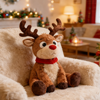 Peluche de renne de Noël personnalisée OEM ODM, grande taille, rembourrage en coton PP, design brodé, anti-stress, doublure en maille - Commande en gros