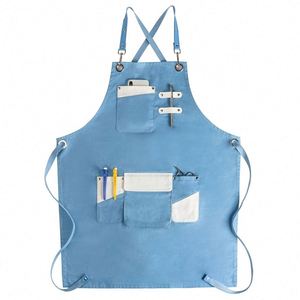 Delantal de Trabajo sin Mangas de Algodón Puro, Moderno y Duradero, con Diseño Floral Rosa y Logotipo Personalizado en Lona - Product Image 4