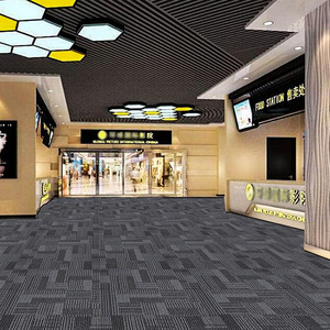 Azulejos de alfombra de PVC de diseño moderno para uso en oficina y hogar Patrón de bucle cuadrado copetudo para dormitorio Hotel y alfombra de piso de sala de oración - Product Image 3
