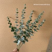 Tiges et feuilles d'eucalyptus artificielles en tissu de soie, fausse verdure pour centre de table de mariage, décoration intérieure/extérieure