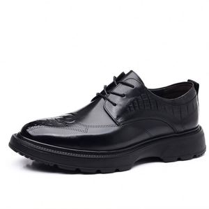 Oxford Vintage Blue and Red Mixed Color Design Waterproof <b>Height</b> <b>Increasing</b> Autumn Men's Business Office <b>Shoes</b> - Product Image 4