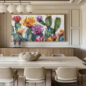 Cuadro de Arte Impasto 3D con Textura de Cactus, Pintura al Óleo Original Pintada a Mano, Obra de Arte de Gran Tamaño Enmarcada, Decoración de Pared para el Hogar y Galería - Product Image 5
