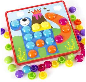 46 pièces <span class=keywords><strong>de</strong></span> jouets d'art à boutons, <span class=keywords><strong>jeu</strong></span> <span class=keywords><strong>de</strong></span> <span class=keywords><strong>mosaïque</strong></span> <span class=keywords><strong>de</strong></span> correspondance des couleurs, plateau à chevilles en forme <span class=keywords><strong>de</strong></span> champignon, jeux éducatifs préscolaires pour enfants - Product Image 1