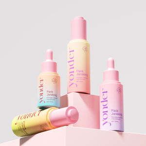 Botella de Plástico PET Redonda de Lujo con Degradado, 20ml 30ml 40ml 50ml, para Cuidado de la Piel, Esencia, Suero <span class=keywords><strong>Facial</strong></span>, <span class=keywords><strong>Aceite</strong></span> <span class=keywords><strong>Limpiador</strong></span>, con Botón de Presión y Gotero - Product Image 1