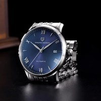 Montre classique pour hommes, mouvement automatique, chiffres romains, cadran avec calendrier, bracelet en acier multi-liens, pour le bureau, cadeau, vente en gros