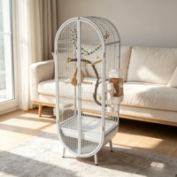 Grande cage à oiseaux en métal au design classique et épuré, style villa, transparente et respirante, avec fermeture à bouton pour l'élevage des perroquets