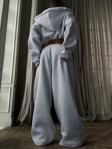 Conjunto Deportivo de Dos Piezas para Mujer, con Capucha, <span class=keywords><strong>Color</strong></span> Sólido, de Poliéster, para Deportes de Ocio y Ejercicio, Superventas - Product Image 3