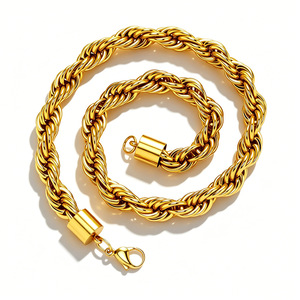 Colar de Cadeia Torcida em Aço Inoxidável com Revestimento a Vácuo 18k, 12mm de Espessura, à Prova de Oxidação e Impermeável para Homens e Mulheres - Product Image 6