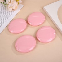 Étui compact portable rond en plastique rose personnalisable avec miroir pour le maquillage et l'emballage de poudre de soin de la peau