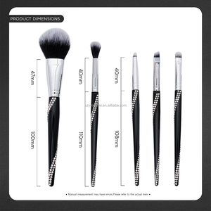 Juego <span class=keywords><strong>de</strong></span> Brochas <span class=keywords><strong>de</strong></span> <span class=keywords><strong>Maquillaje</strong></span> Profesionales Tipo S con Diamantes, 5 Brochas + 2 Esponjas para Polvo, Mango <span class=keywords><strong>de</strong></span> Madera, Ideal para Viajes, Personalización <span class=keywords><strong>de</strong></span> Fábrica - Product Image 6