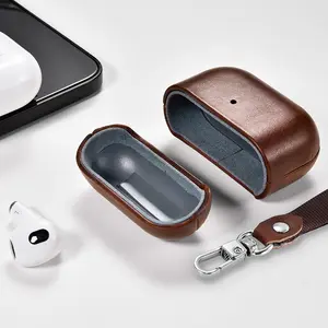 Funda protectora para auriculares Airpods 3, diseño desmontable, carga inalámbrica, de cuero Real