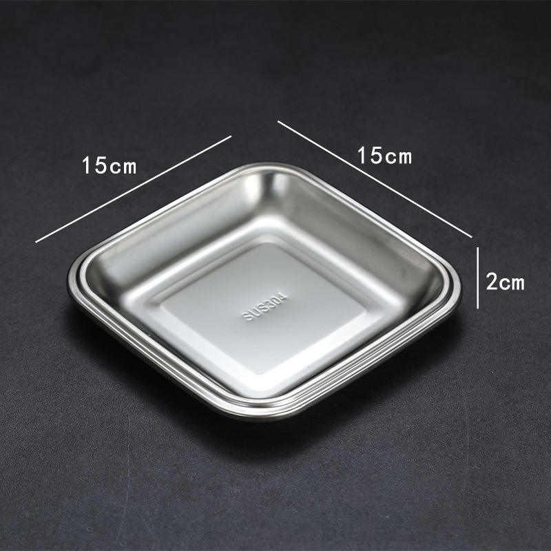 Medium square meal plate (304 Silver)