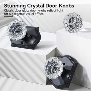 Calzibeno <b>Crystal</b> Door <b>Knob</b> Matte Black Rosette Traditional Design Easy Installation Interior Door Handle - Product Image 4