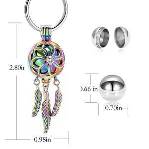 Gantungan Kunci Dream Catcher Baja Anti Karat, Wadah Abu Jenazah Manusia/Hewan Peliharaan, Liontin Bulu Rumbai, Perhiasan Kenang-kenangan, Hadiah - Product Image 3