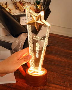 थोक उच्च गुणवत्ता वाले क्रिस्टल ट्रॉफी पुरस्कार लकड़ी आधार के साथ अनुकूलित खाली पट्टिका ग्लास क्रिस्टल ट्रॉफी - Product Image 6