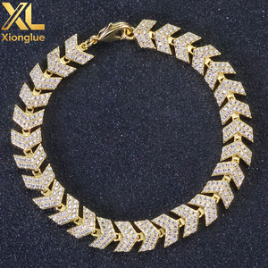 Pulsera de Eslabones con Diseño de Flecha de Diamantes Iced Out, Chapada en Oro de 18K, Joyería Hip Hop de Moda para Hombre, Regalo - Product Image 1