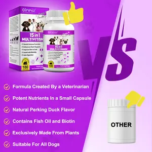 Oimmal 180 Pills Pet Vitamins Supplement 15-in-1 Multivitamins Tablets Immunity Digestion Joint Heart Health Supplements For Dog