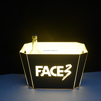 Seau à glace LED rechargeable en acrylique, éclairage écologique pliable de style industriel pour bar et fêtes