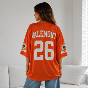 เสื้อเจอร์ซีย์อเมริกันฟุตบอลทรงโอเวอร์ไซส์สไตล์วิทยาลัยสำหรับผู้หญิง เสื้อแฟนคลับทีมแบบกำหนดเอง เสื้อกีฬาตาข่าย เสื้อทีมสำหรับวันแข่งขัน พร้อมหมายเลข - Product Image 3