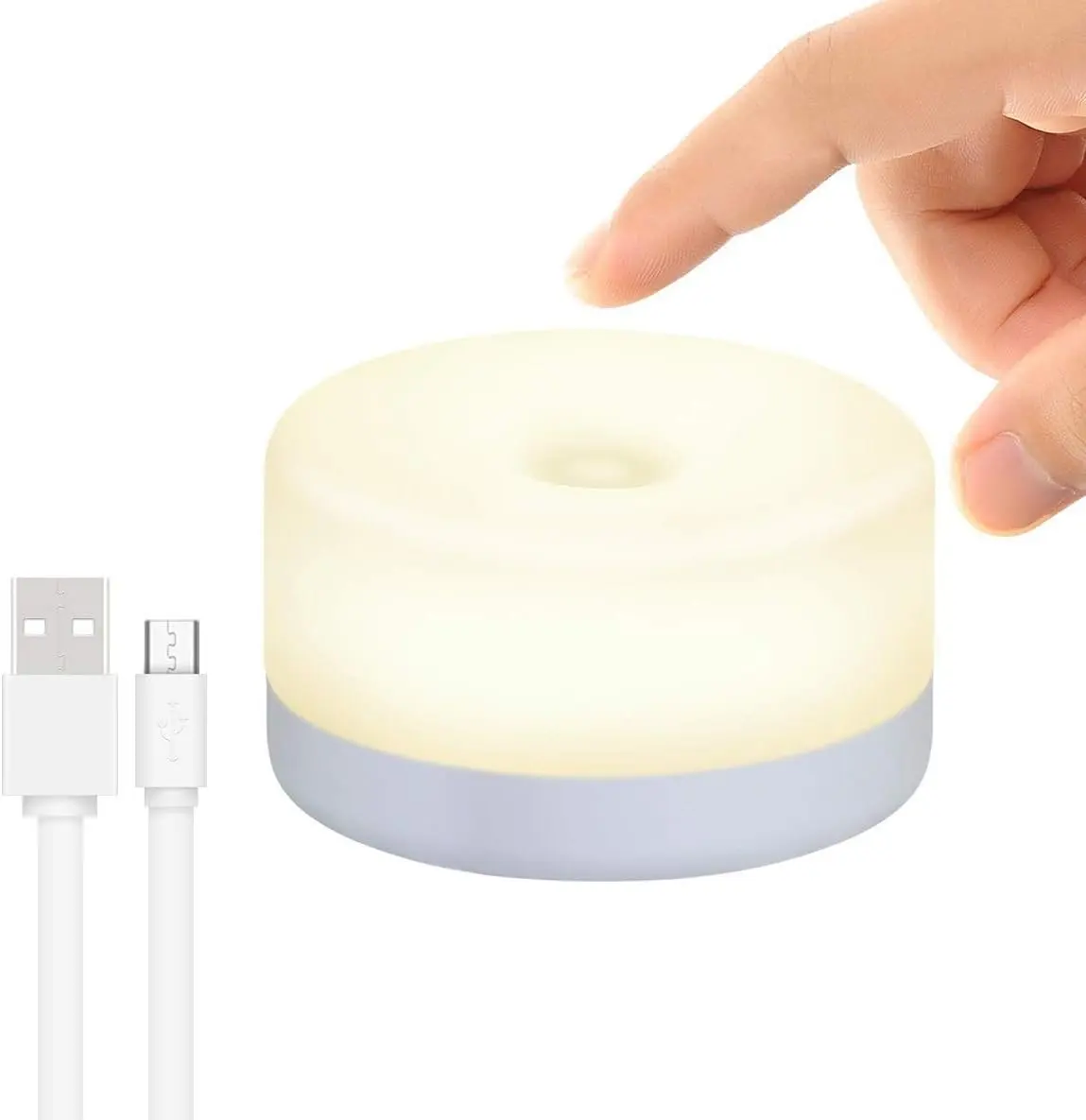 Baby Night Light Touch- Activated Rechargeable New Design Round LED Lamp Bedside Bedroom Mini Portable Bedside for Kids Reading