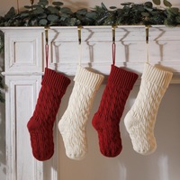 Bas de noël tricoté avec Patch en cuir PU, ornement d'arbre de Sublimation, personnalisé