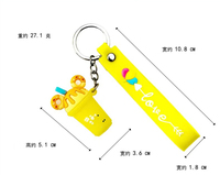 Porte-clés et pendentifs en PVC 3D, mignons, kawaii, en forme de figurine tressée de dessin animé, thé au lait Boba, aliments glacés et thé au lait, pour enfants et filles, cadeaux
