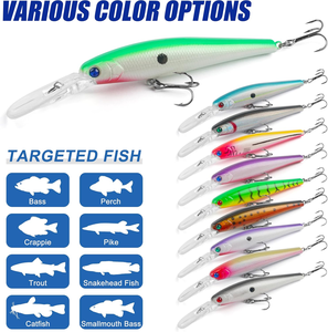 Kit de 10 leurres durs de type Minnow Jerkbait pour la pêche en eau profonde, pour la <span class=keywords><strong>truite</strong></span>, le brochet, le bar, le poisson-bleu, en eau salée et en eau douce, pour la pêche à la traîne - Product Image 4