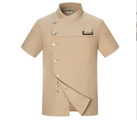 Vêtements de travail de chef Qualité supérieure Unisexe Restaurant Vêtements de travail à manches courtes Polyester Coton Chef Uniforme avec tablier et veste