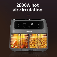Friteuse à air Sokany multifonctionnelle à commande numérique 8L avec pieds antidérapants pour des aliments frits sains, facile à cuisiner et à nettoyer
