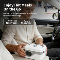 Boîte à lunch électrique en acier inoxydable 12V/24V/220V pour voiture et maison, grande capacité 1,6L, chauffage rapide, anti-fuite, chauffe-aliments