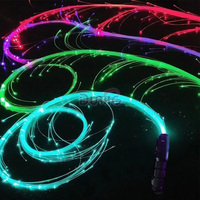 Fouet de danse à fibres optiques LED, à piles, RGB, multi-modes, 360° °   Fouet lumineux à poignée pivotante pour les soirées rave, les festivals et les spectacles sur scène