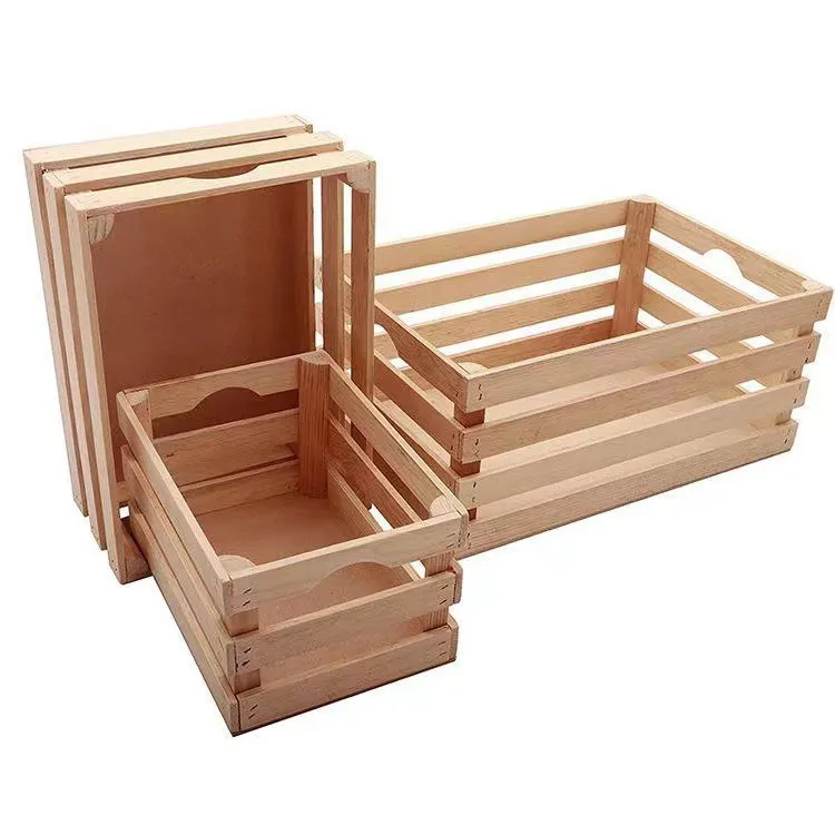 Pine Wood Crates for storage wooden storage box wooden vegetable storage crate