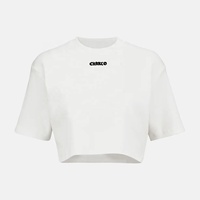 T-shirts surdimensionnés à épaules tombantes pour femmes de haute qualité personnalisés Crop Top 250 Gsm 100% T-shirt à col rond en coton biologique pour femmes