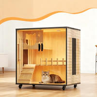 Villa pour chat moderne de luxe en bois massif et verre, grande maison d'intérieur pour chat, mobilier pour animaux de compagnie, vente chaude